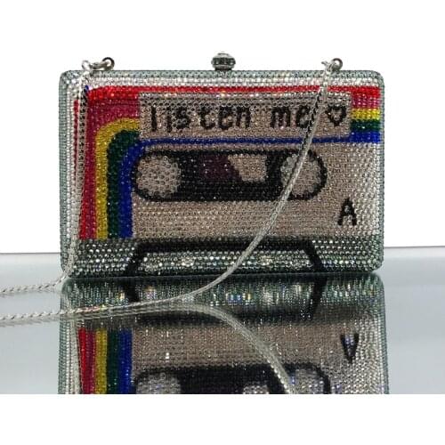 New crystal Magnetic Tape Design Luxury Diamond Evening Bags Party Purse Clutch Bags Wedding Dinner Handbags