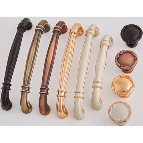 Ivory white cabinet door handle European-style modern minimalist drawer dresser handle Wine cabinet single hole alloy handle