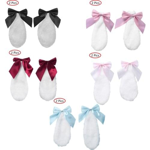 Kawaii Girls Hair Clip Adorable Rabbit Plush Lop Ears Hair Clamp for Cosplay Hair Accessories Themed Party Roleplay Headwear
