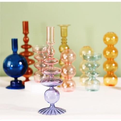 Glass Candle Stick Holders Taper Candles Holder for Candlestick Dinner Candles Party and Wedding Centerpieces Table Decoration