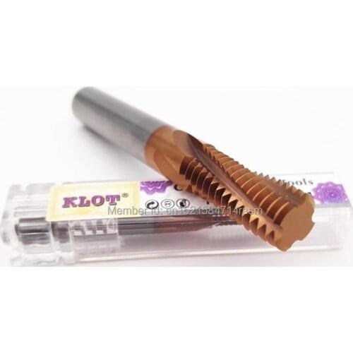 KLOT HRC60 TiCN Coated Solid Carbide Thread Mill Spiral Helical M1.4 M1.6 M2 M2.2 M2.5 M3 M3.5 M4 M5 M6 M8 M10