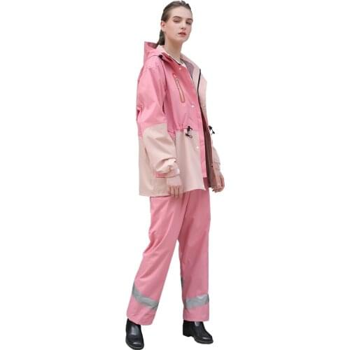 Outdoor Rain Jacket Pants Set Anti-rainstorm Thickening Ride Male Female Electric Car Motorcycle Raincoat Jacket Waterproof R5C
