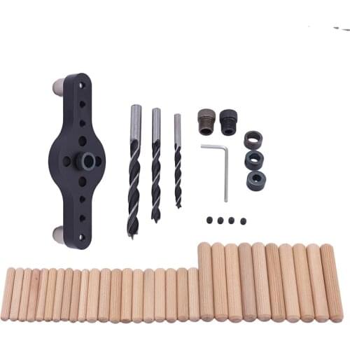 Alloy Vertical Pocket Hole Jig Woodworking 6/8/10Mm Drilling Locator Wood Dowelling Self Centering Drill Guide Kit Hole Punch