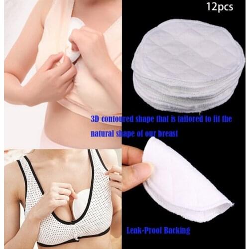 12pcs Reusable Nursing Breast Pads Organic Plain Washable Soft 3 layers cotton Absorbent Feeding Baby Breastfeeding Accessory