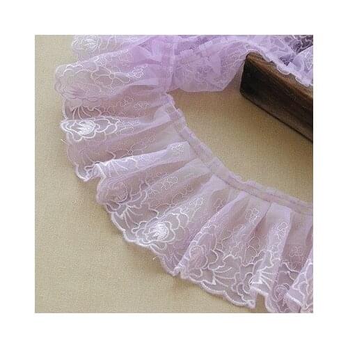 2meters 10CM wide Wavelet Pleated Mesh Yarn Fold Pink Apricot Lace Trims dress hair accessories boots bag Lolita decoration