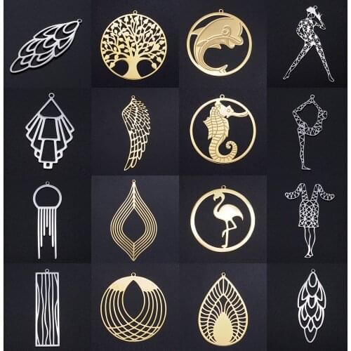 3pcs/lot Unique Dream Catcher Yoga Fashion Earring Pendant Wholesale 100% Stainless Steel Tree of Life Angel Wing Charm Pendants