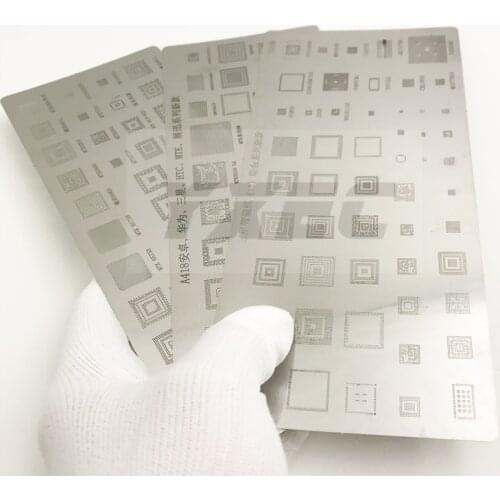 High quality 3pcs universal BGA Stencils for MTK Samsung HTC Huawei Android Directly Heated BGA Reballing Stencils Kit