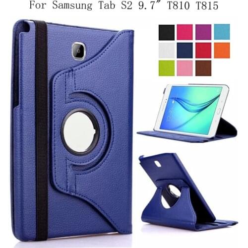 360 Degree Rotating Smart Case For Samsung Galaxy Tab S2 9.7 T810/T815 T813 T819 PU Leather Flip Stand Holder Tablet Cover Shell
