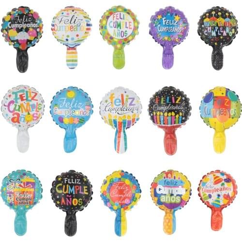 50pcs 6inch Feliz cumpleanos Spanish Birthday Balloons Round Mylar Helium Balloon Happy Birthday Party Decorations Air Globos