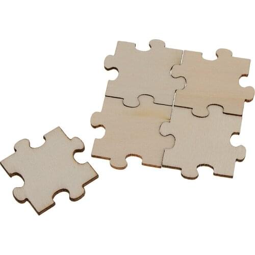 50Pcs 40x40mm Square Puzzle of Wood Pieces Double-sided Wooden Embellishment DIY for Card Making,Scrap booking,Arts and Crafts