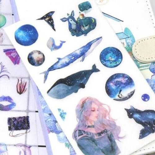 6pcs/set Diary Stickers Cute Stationary DIY Account Art Supplies Personalized Stickers Cute Sticker Flakes Novel Pattern Sticker