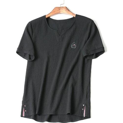 Free shipping Summer new men cotton linen v-neck t shirt . casual man tees tops