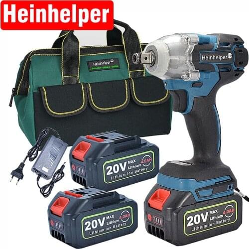 Cordless Electric Impact Brushless Wrench Socket Power Tools 20V 4000mAh Li-ion Battery 1/2 inch Hand Drill Installation