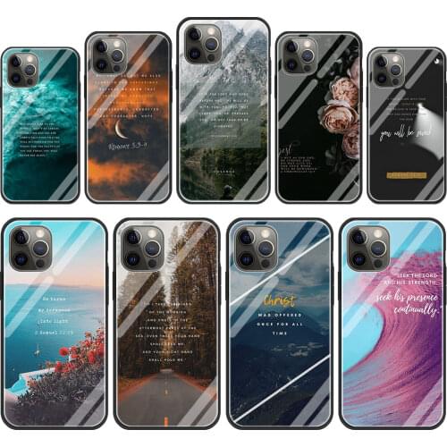 Bible verse Tempered Glass Phone Case for iPhone 11 12 Pro XR X 7 8 XS Max 6 6S Plus SE 2020 Cover Shell Coque Capa