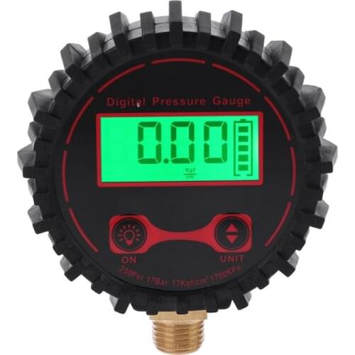 D08D Digital Tire Pressure Guage with Flashlight 0-250 PSI 1/4" for Car Bicycle