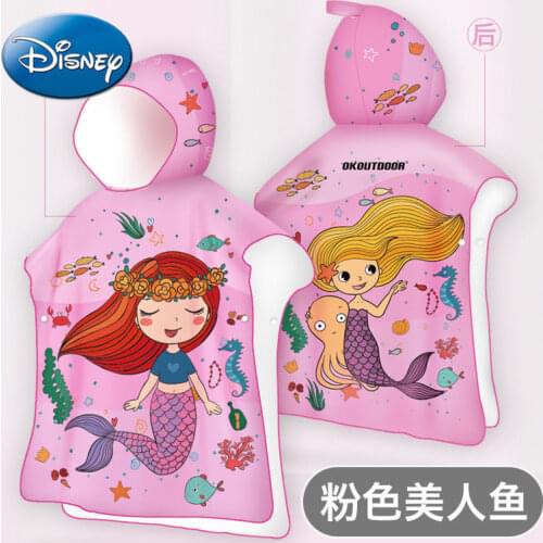 Disney Mickey Mouse Mermaid Childrens Bath Towel Cloak with Hood Cartoon Beach Towel for Boys and Girls
