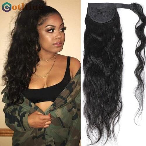 Eotltiue Hair Body Wave Hairpieces Brazilian Magic Paste Pony Tail Extension 8-24 Inch For Black Women Remy Hair Human Hair