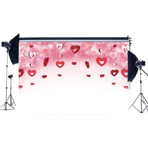 Photography Backdrop Valentines Day Red Heart Bokeh Halos Glitter Sequin Wedding Backdrops Lover Portraits Background