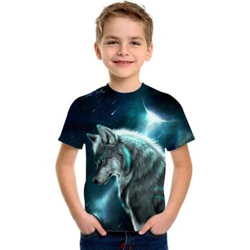 Graphic Tshirt Children T-shirts Cartoon Wolf Print Funny 3d T Shirt Kids Summer T-shirt Tops Girls Boys T-shirt Dropshipping