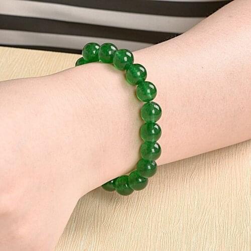 Hot sale green Aventurine chalcedony natural stone 10mm jades round beads diy beautiful Jewelry Bracelet making 8 inch A04