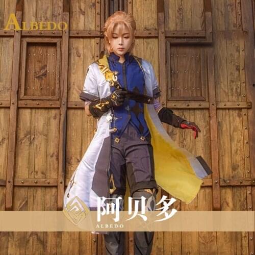 Game! Genshin Impact Alchemist Albedo Cosplay Costume Men Fancy Uniforms Top Pants Coat Halloween Carnival Outfits Custom Made