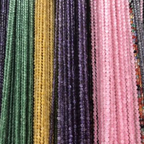 2 MM Round Natural Stone Beads Pink Quartz Amethysts Lapis Lazuli Agates Beads For Jewelry Making Charm DIY Bracelet Necklace