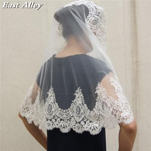 Ivory 1 Layer Lace Wedding Veil Elbow Length Bride Veil with Metal Comb on the Top