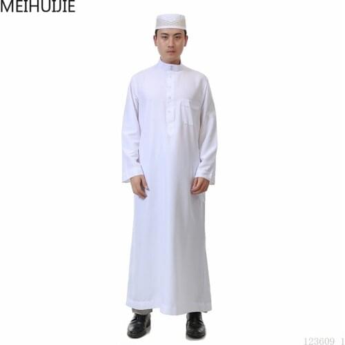 Muslim Fashion for Men Islamic Clothing Saudi Arab Dubai Robes Kaftan Abaya Eid Al-Fitr Jubba Thobe Arabic Islam Long Robes
