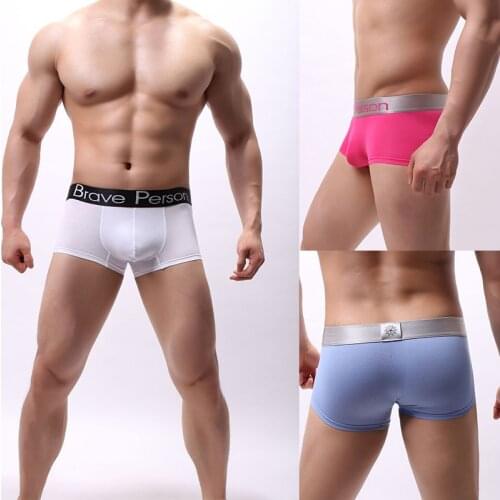 2019 New Arrival BRAVE PERSON Mens soild Underwear Male Boxer Shorts Cotton Fashion Sexy Boxers Men Boxer Underpants