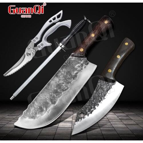 Stainless Steel Chef Knife Forged Kitchen Knife Butcher Knife Meat Cleaver Vegetables Slicing Knife Chopping Knife Boning Knife