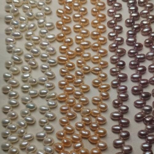 Oval Freshwater Pearl Trendy Choker Necklace 5-6mm BeadsFor Women DIY Jewelry 37cm Double Strand