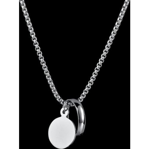 Engraved Letter Name Lucky Number Date Pendants Necklace Personalized Custom Stainless Steel Name Adjustable Pendants Necklaces