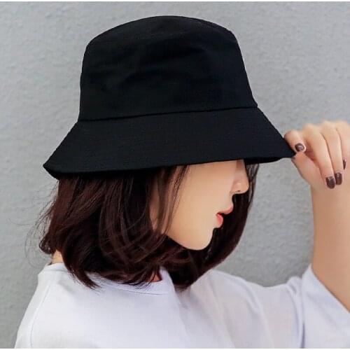 2021New Unisex Black White Solid Bucket Hat Bob Caps Hip Hop Men Women Summer Panama Cap Beach Sun Fishing Boonie Hat Dropship