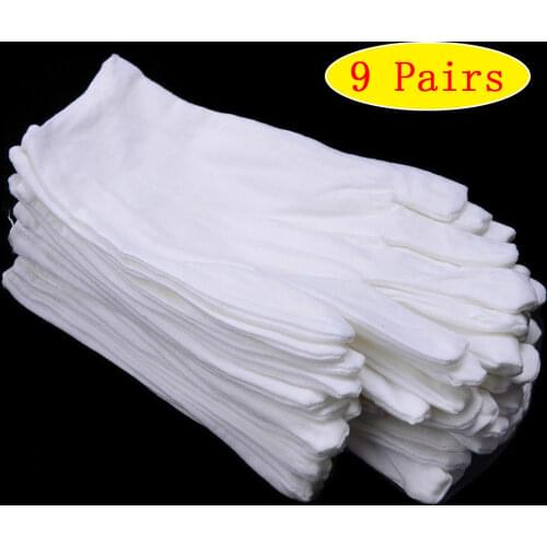 5/9Pairs White Cotton Work Gloves for Dry Hands Handling Film SPA Gloves Ceremonial High Stretch Gloves Household Cleaning Tools