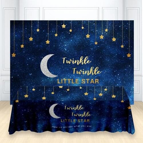 Party Backdrop And Tablecloth Twinkle Little Star Baby Shower Party Phtography Background Photocall Photo Studio Banner Supplies
