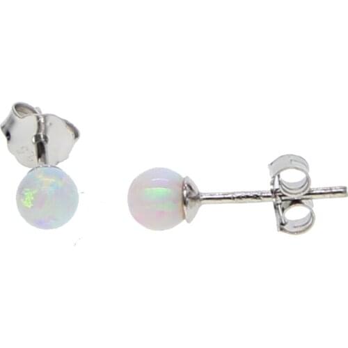 Simple single stone opal ball delicate 4mm round stone daughter gift yong girl minimalist jewelry opal stud earring