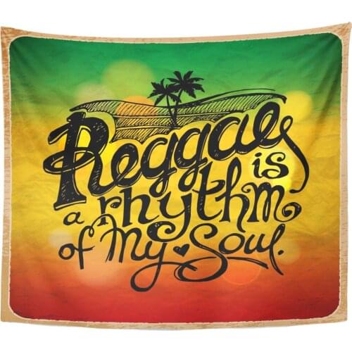 Reggae is Rhythm of My Soul Hand Written Lettering Home Decor Tapestry Wall Hanging for Living Room Bedroom Dorm 50x60 inches