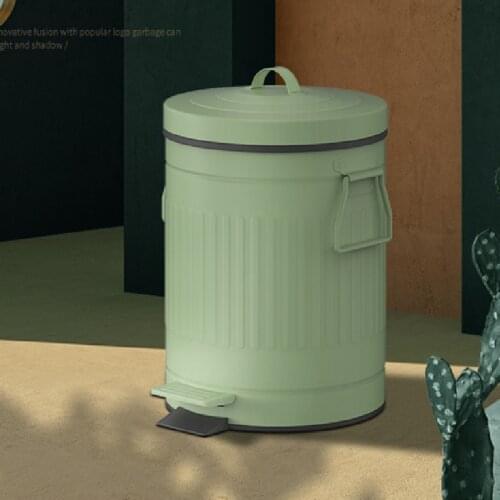 Nordic Retro Waste Bins Cute Lid Waterproof Metal Round Creative Room Waste Bins Office Cubo Reciclaje Household Products DG50WB