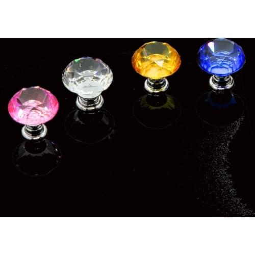 Diamond Shape Design Crystal Glass Knobs Cupboard Pulls Drawer Knobs Kitchen Cabinet Handles Furniture Handle Hardware