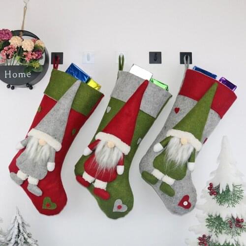 Santa Faceless Doll Sock Ornament Christmas Tree Pendant Hanging Gift Pouch New Year Decoration