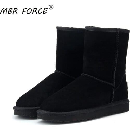 MBR FORC Classic waterproof genuine cowhide leather snow boots Wool Women Boots Warm winter shoes for women large US 3-13