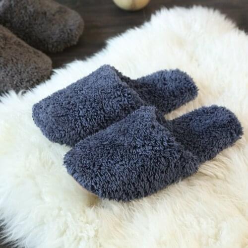 Winter cotton slippers men shones solid simple warm floor mop wool Baotou indoor slippers women house slippers fashion
