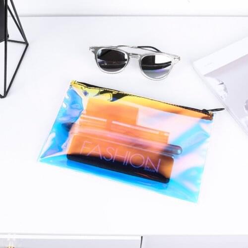 Makeup Bag Transparent Travel Make Up Cosmetic Bag Hot Holographic Bag PU Zip Waterproof Holder Pouch Makeup Storage Bag