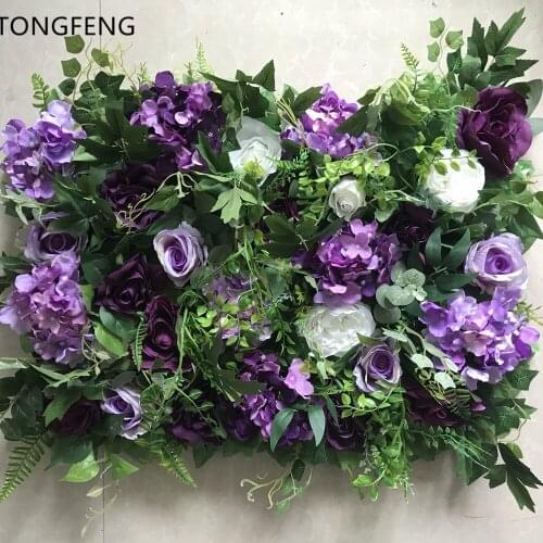 TONGFENG Purple 8pcs/lot Artificial silk rose peony 3D flower wall panel wedding backdrop decoration flower runner wedding