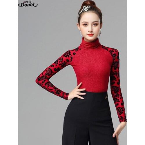 Excellent Quality Latin Dance Tops Female Sexy Performance Dancing Shirt Ballroom Cha Cha Samba Practice Dance Clothes