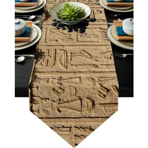 Egyptian Temple Carving Ancient Table Runner Modern For Home Track On The Table Cloth Wedding Party Table Decoration Accessories