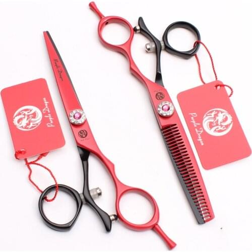 Y9229 5.5" 6" Red Swivel Thumb Scissors Professional Hairdressing Scissors High Quality for Hairdressor Hair Cutting Thinning