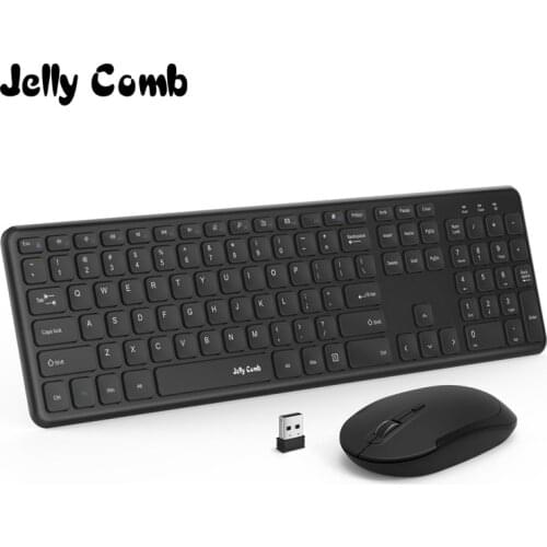 Jelly Comb Russian Wireless Keyboard and Mouse Combo Set for Computer Laptop PC Desktop Notebook with Number Pad Office Supplies