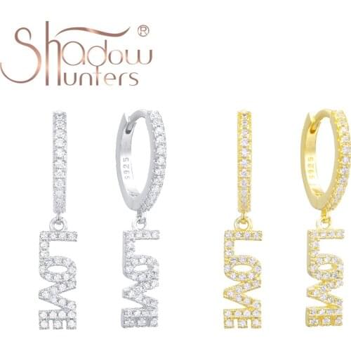SHADOWHUNTERS Women Jewelry Sterling Silver 925 Letter Drop Earrings Unique Love Earrings For Valentines Day Present Piercing