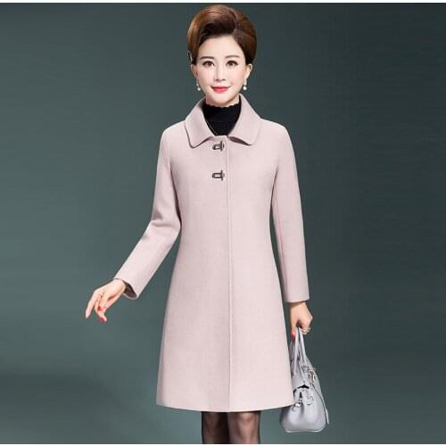 High quality Long Wool coat women 2020 Autumn Winter New Plus size Long sleeve Woolen coat Fashion Ladies Outerwear Overcoat 5XL